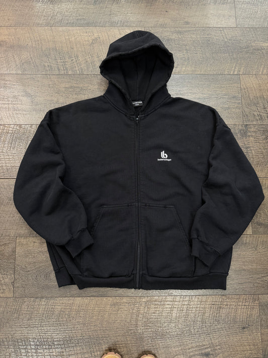 BALENCIAGA DISTRSSED LOGO HOODIE (2)
