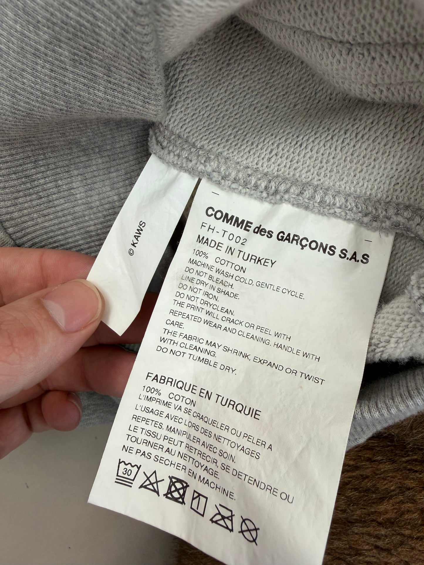 COMME DES GARÇONS SHIRT X KAWS ZIP-UP SWEATSHIRT (S)