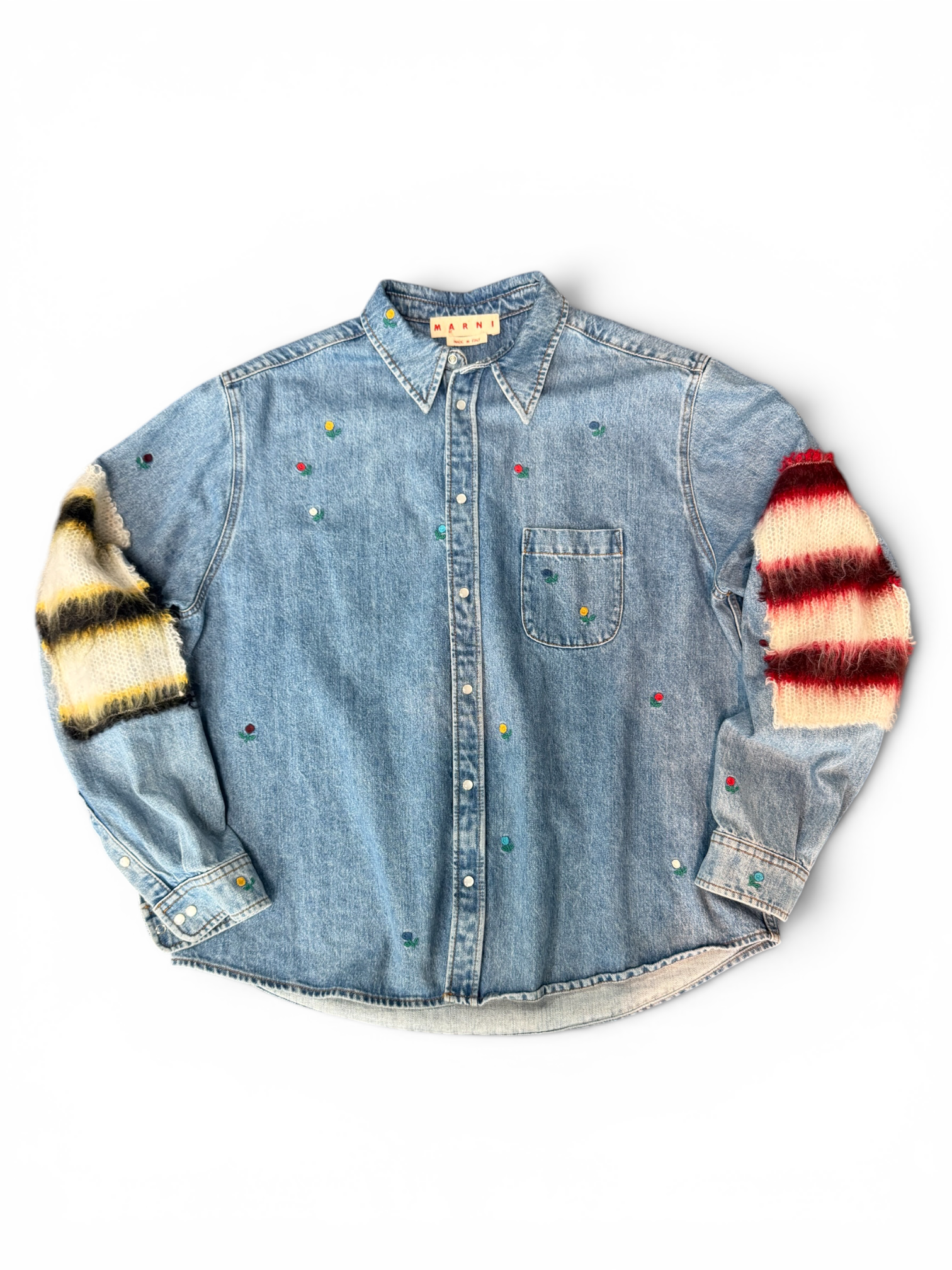 MARNI MOHAIR FLOWERS DENIM JACKET (XL)