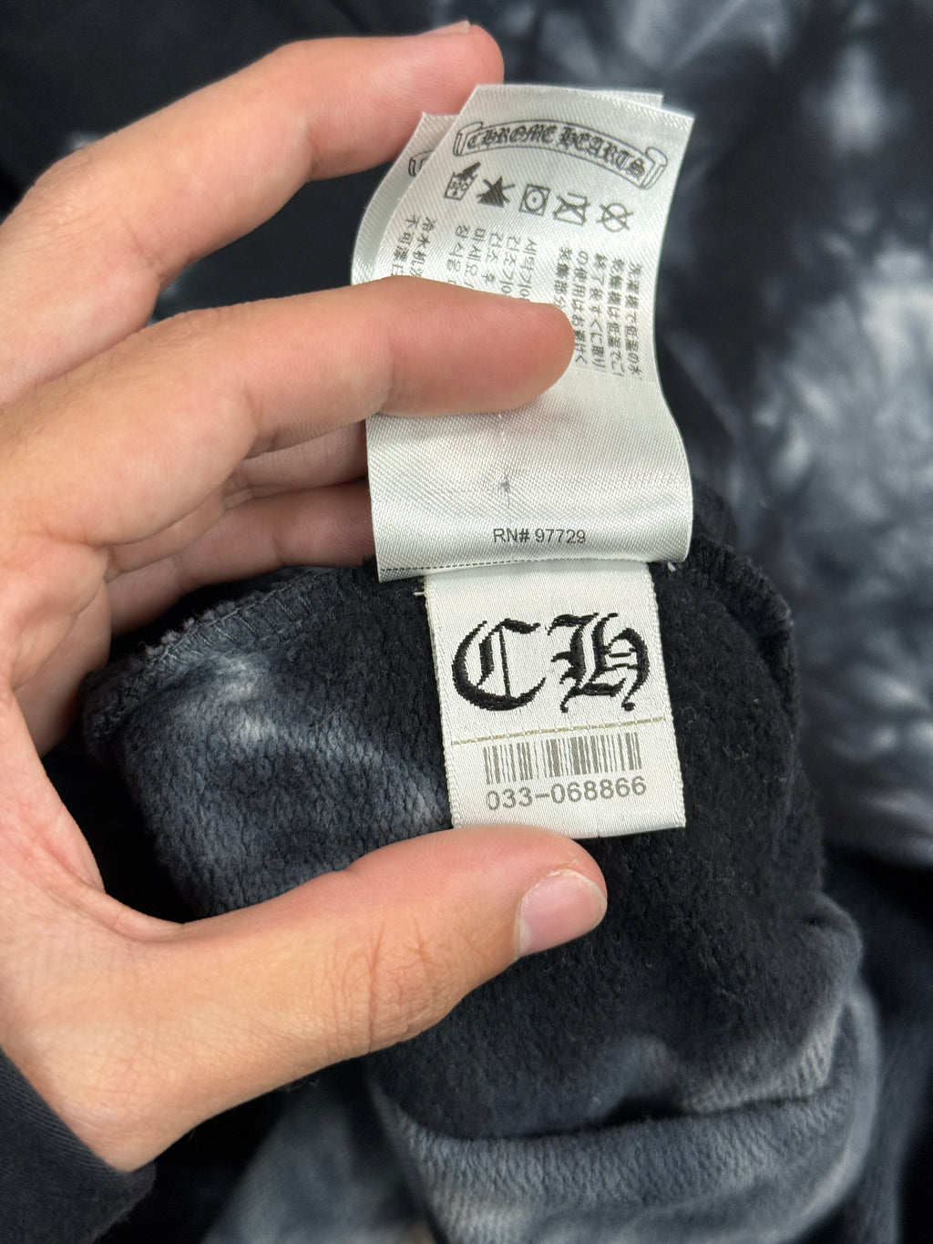 CHROME HEARTS TIE DYE SCROLL HORSESHOE HOODIE (L)