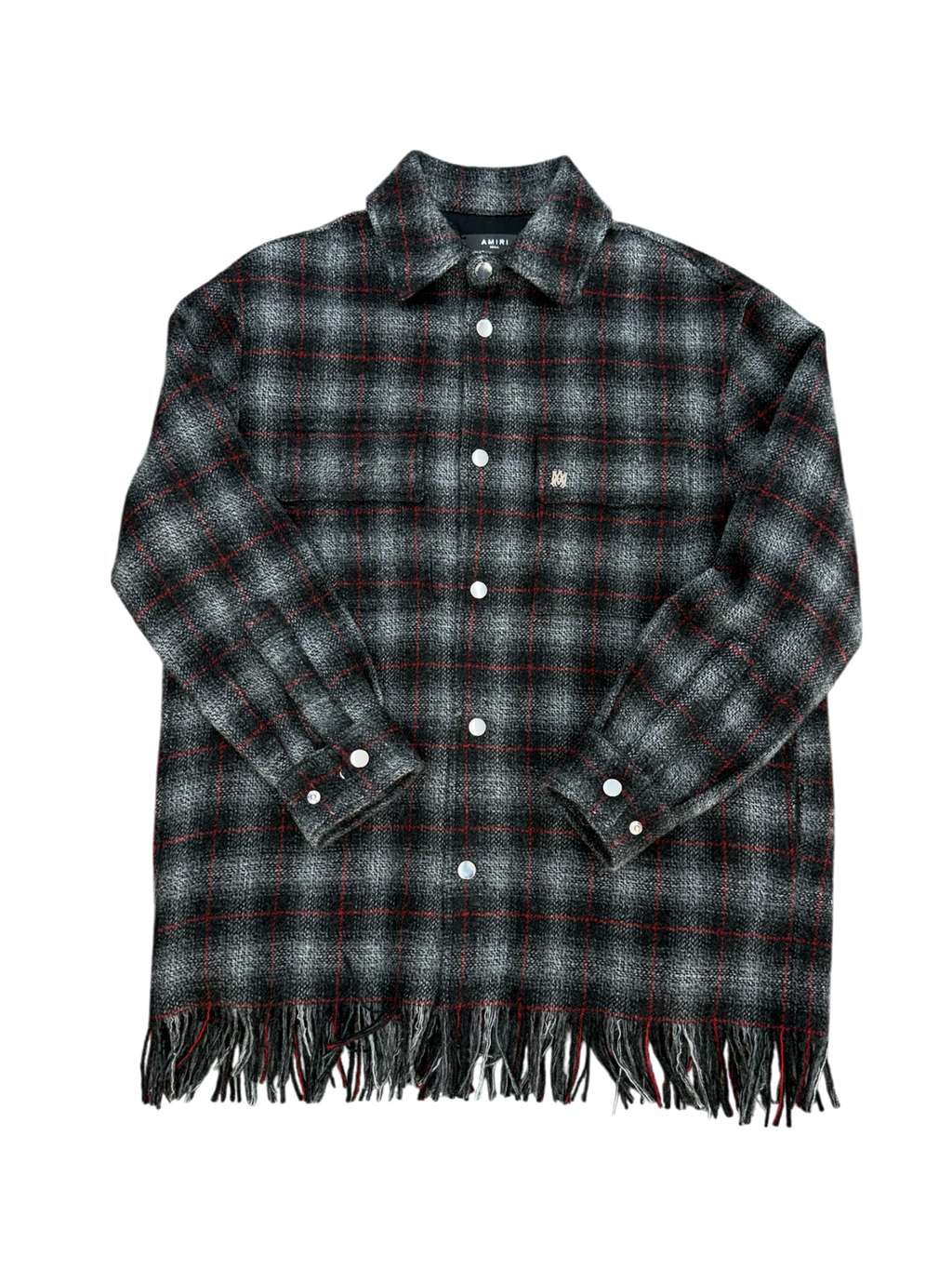 AMIRI FRINGE HEM WOOL OVERSHIRT (S)