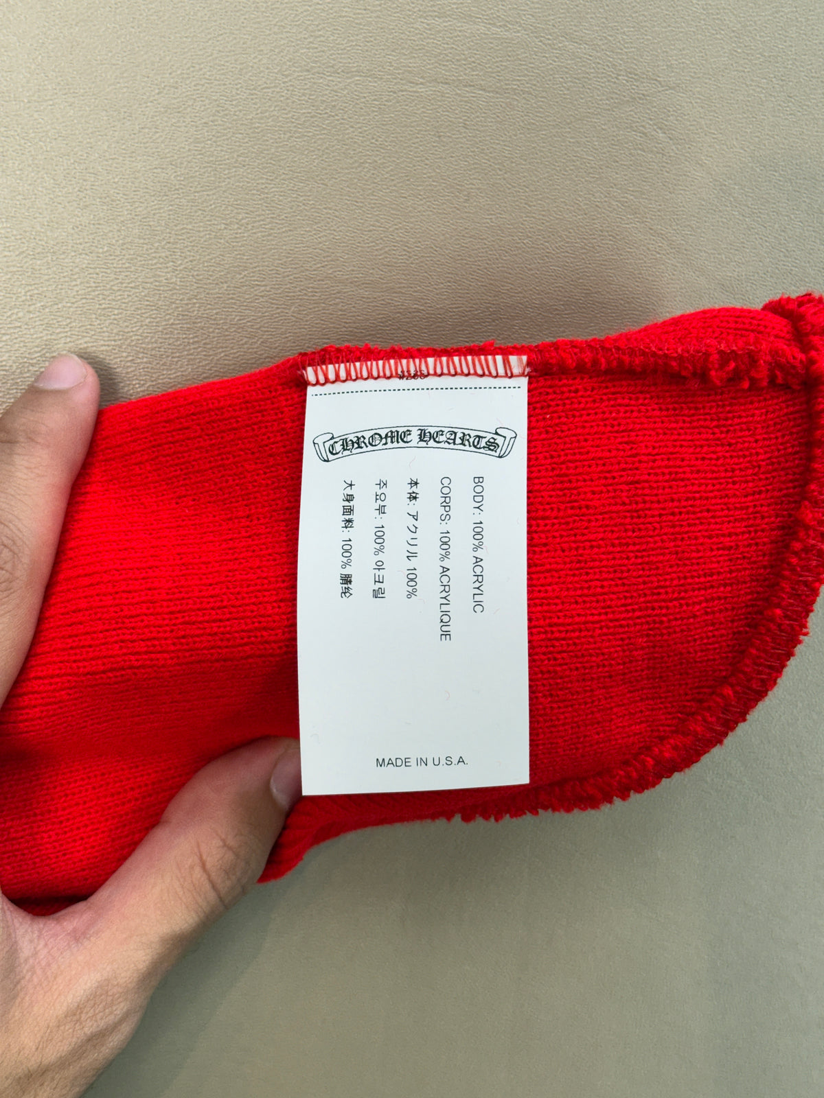 CHROME HEARTS RED CH LOGO BEANIE