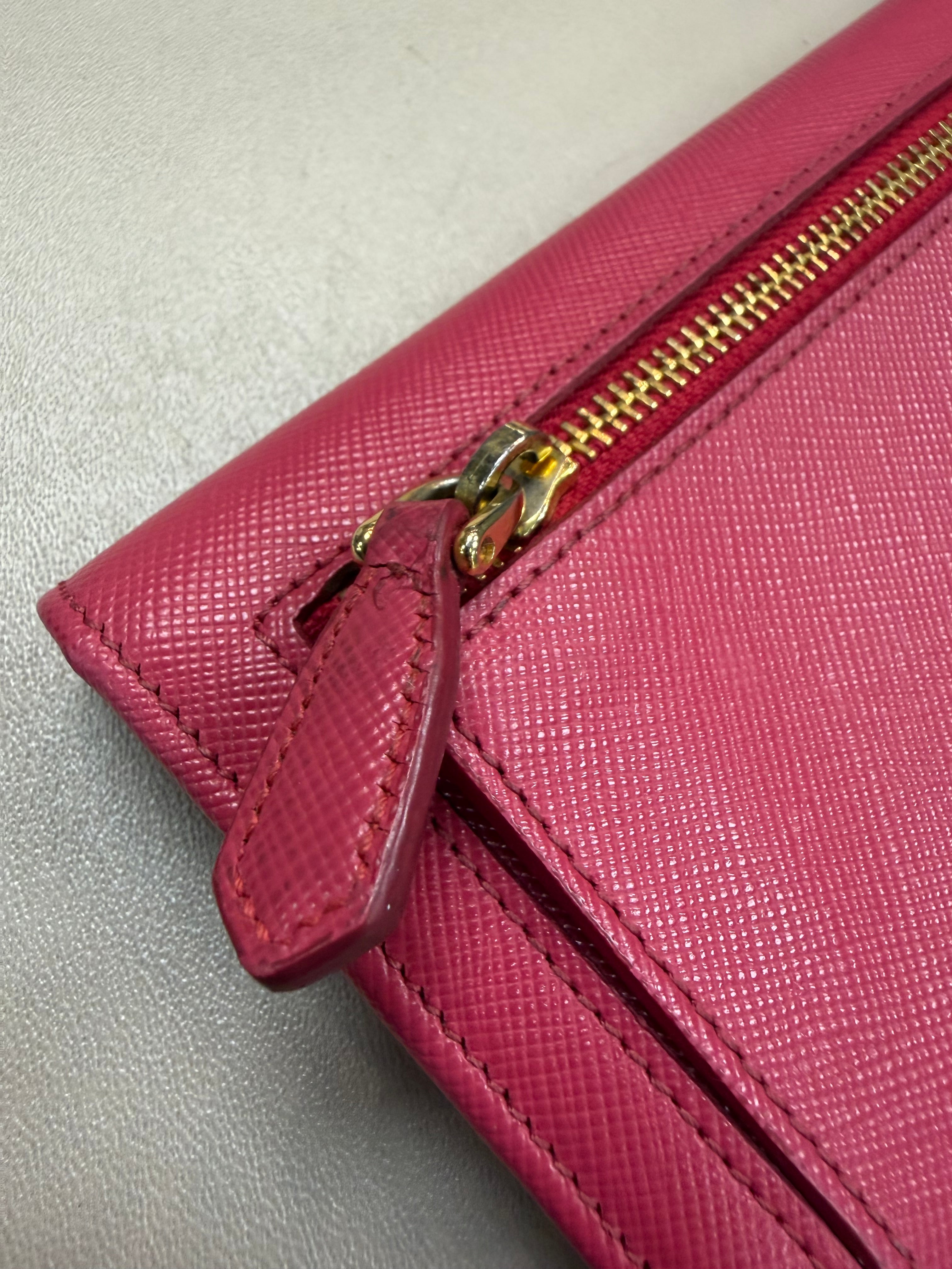 PRADA SAFFIANO LEATHER VIBRANT PINK WALLET