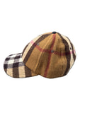 BURBERRY EXAGGERATED CHECK WOOL BASEBALL HAT