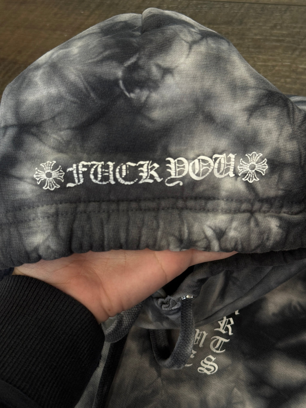 CHROME HEARTS “FUCK YOU” HORSESHOE LOGO TIE DYE HOODIE (M)