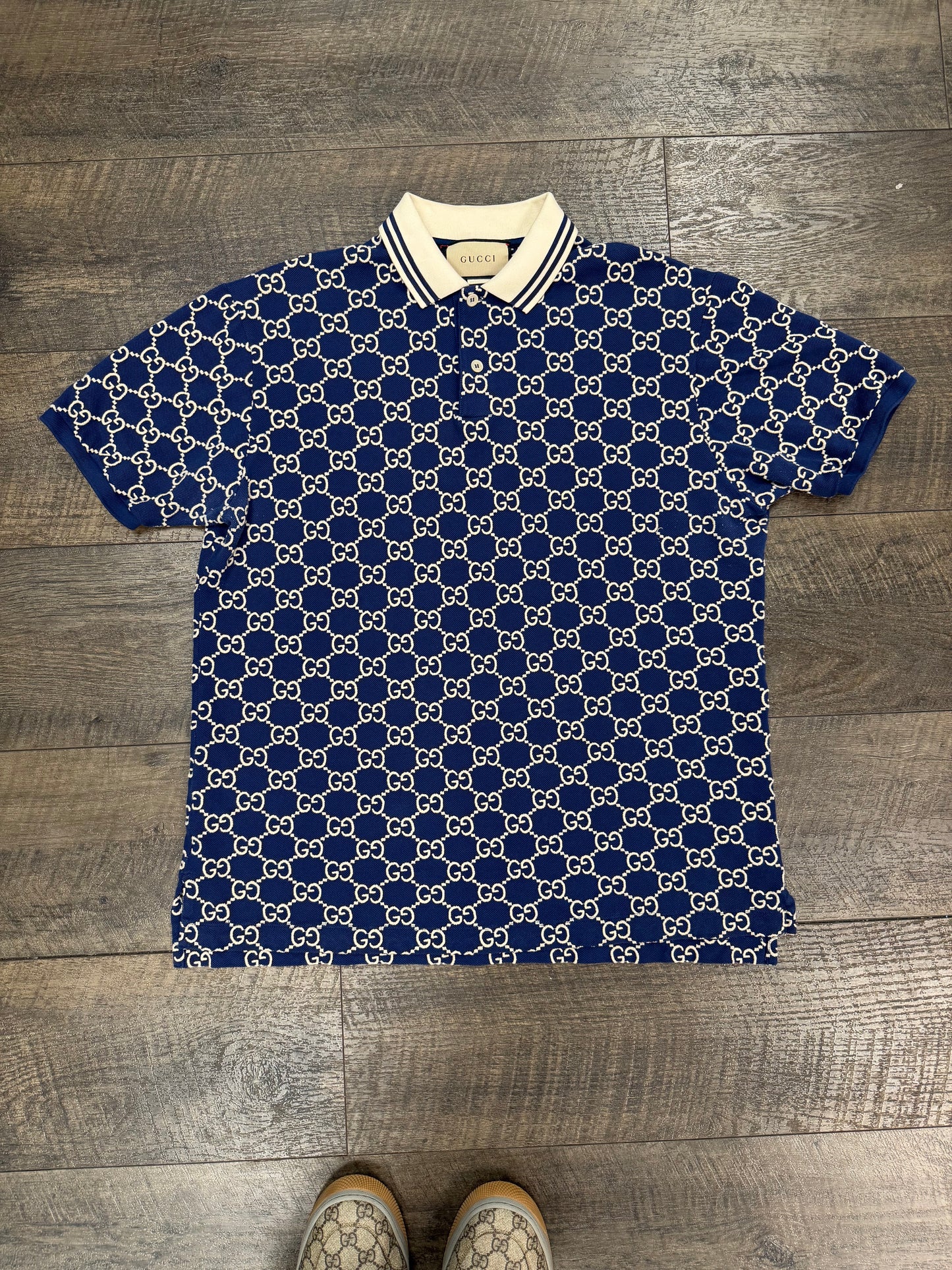 GUCCI INTERLOCK CHAIN STITCH POLO (XL)