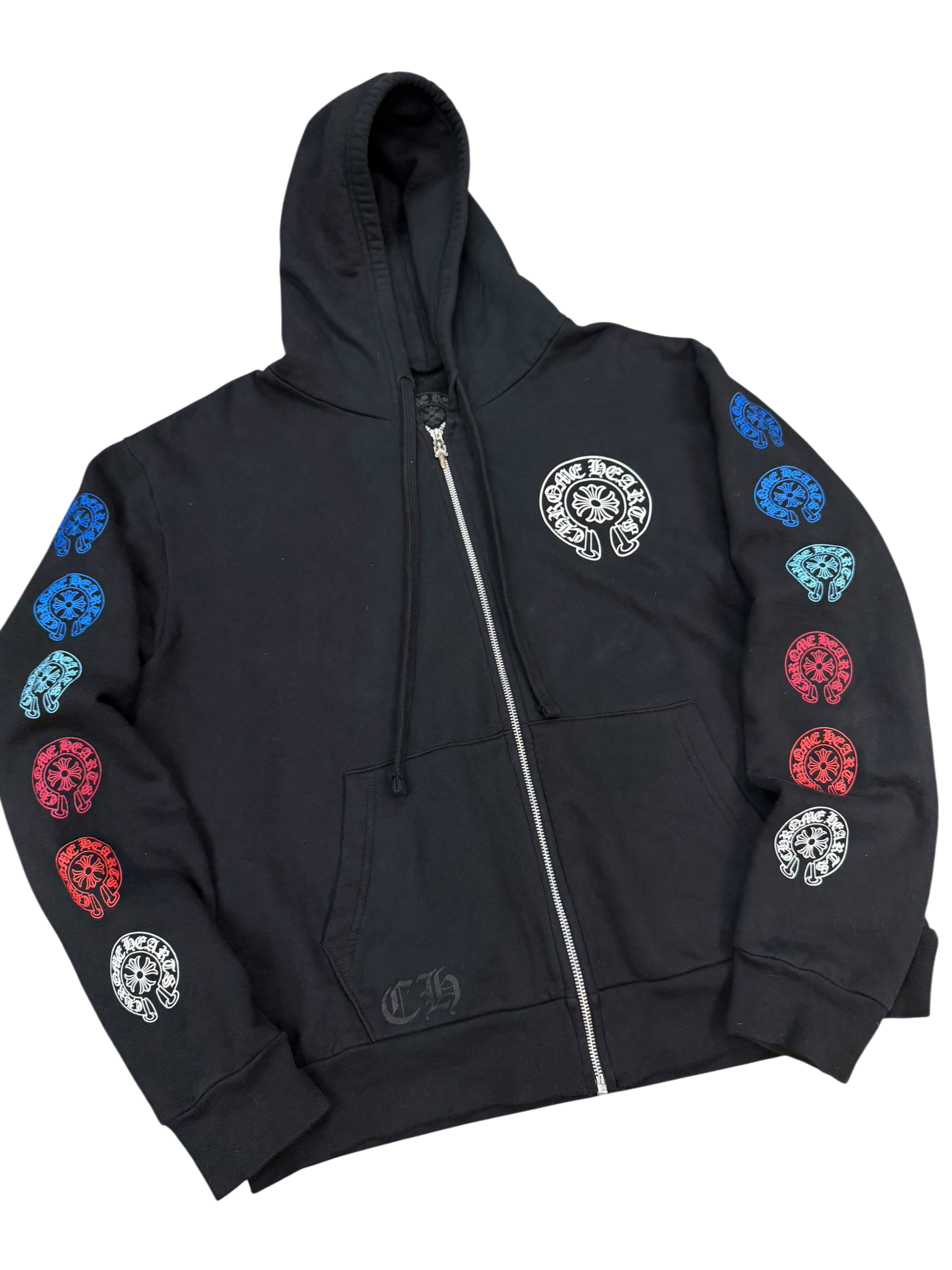 CHROME HEARTS MULTICOLOR HORSESHOE DAGGER ZIP HOODIE (S)