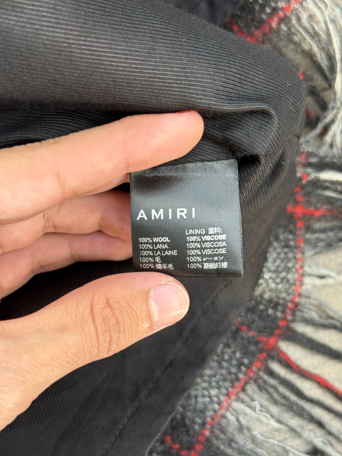 AMIRI FRINGE HEM WOOL OVERSHIRT (S)