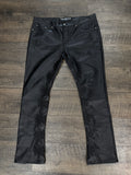 LOSTSHDW FLORAL FAUX LEATHER PANTS
