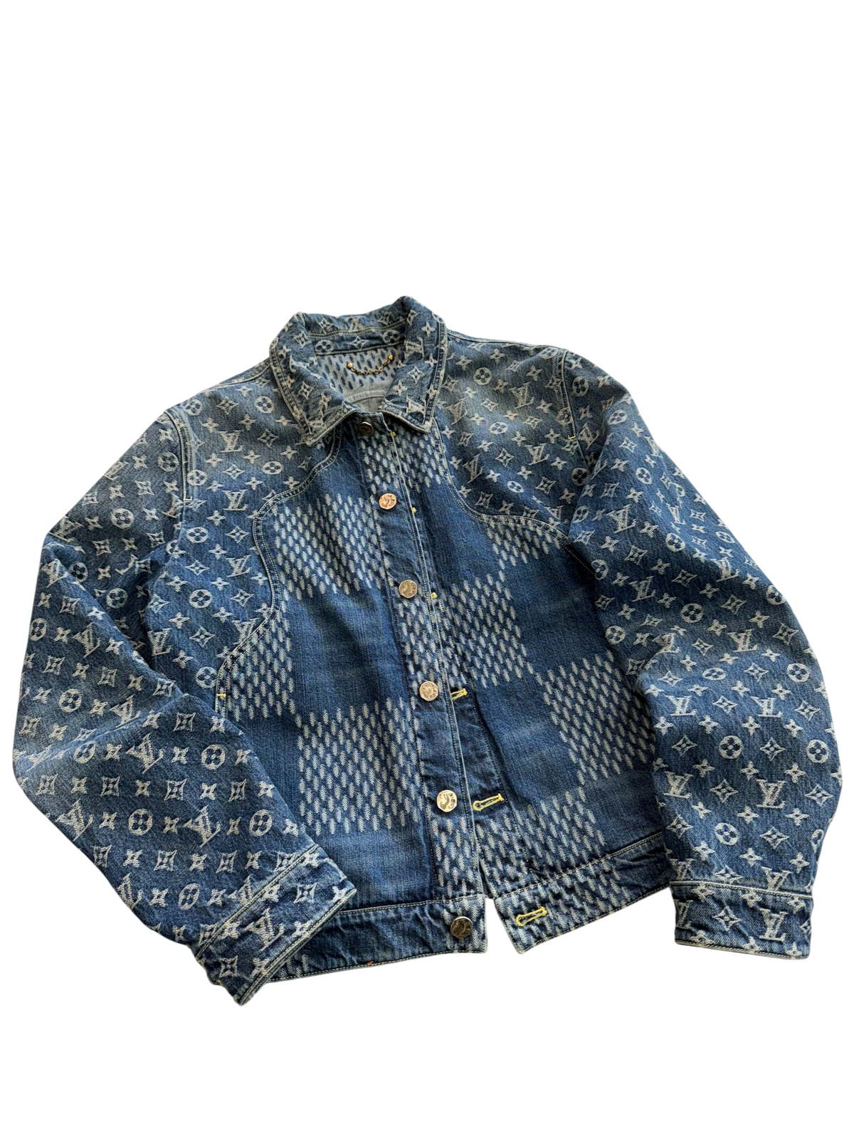 LOUIS VUITTON x NIGO GIANT DAMIER WAVES DENIM JACKET (48)