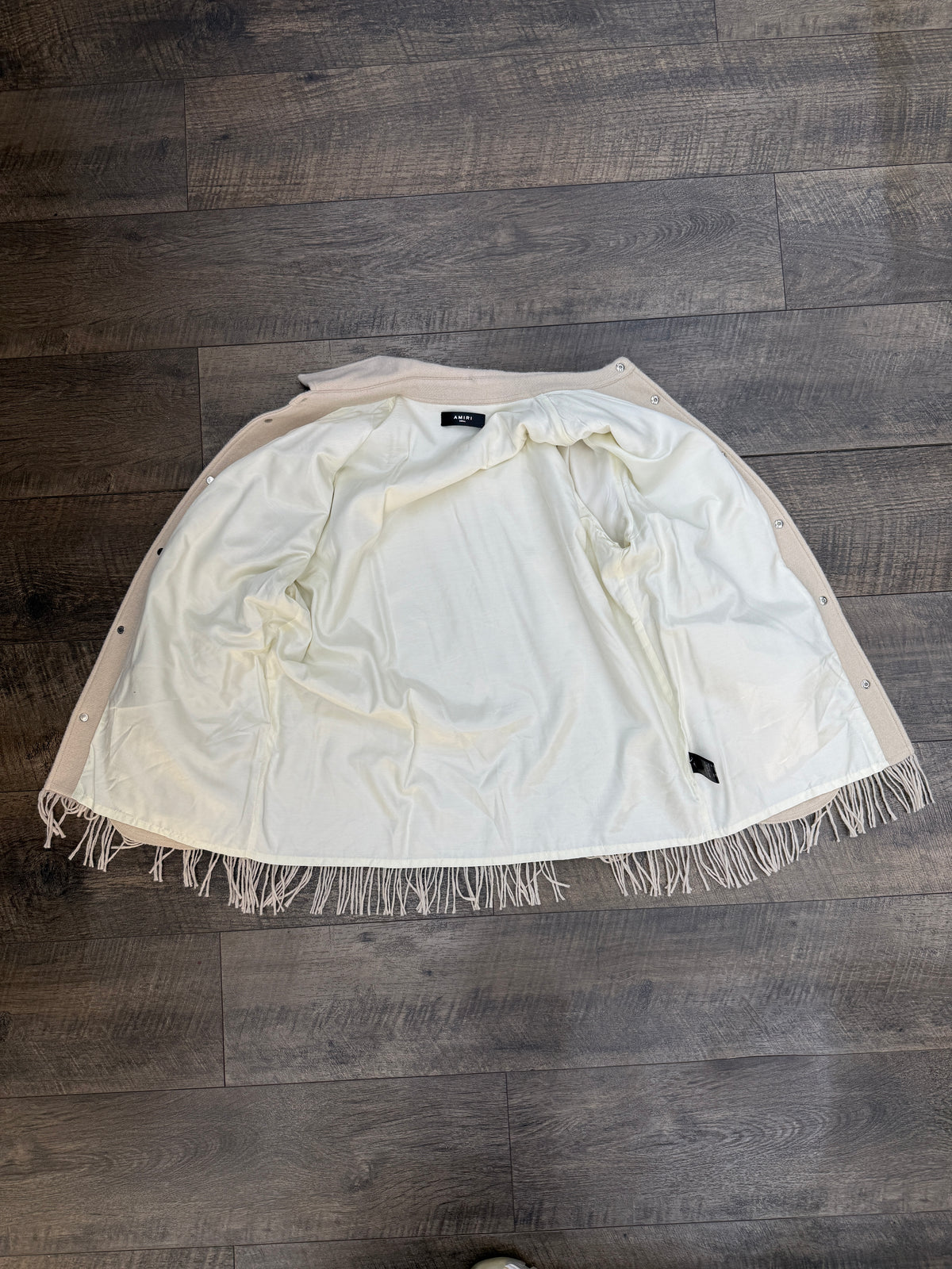 AMIRI FRINGE HEM WOOL OVERSHIRT (S)