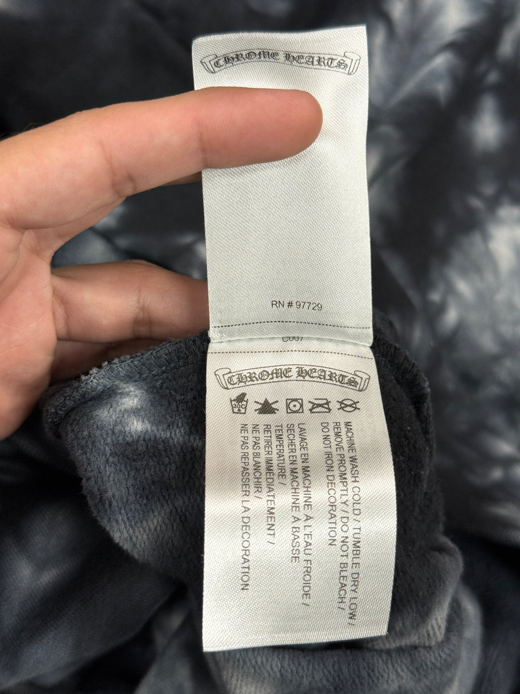 CHROME HEARTS TIE DYE SCROLL HORSESHOE HOODIE (L)