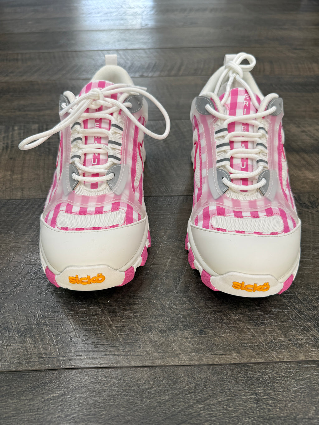 SICKÖ X ERIC EMANUEL PINK WHITE PLAID SNEAKERS