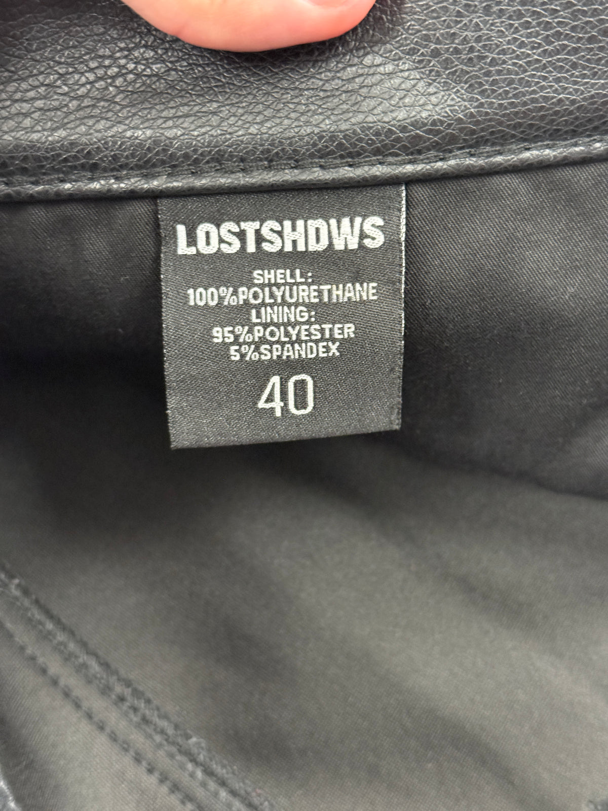 LOSTSHDW FLORAL FAUX LEATHER PANTS