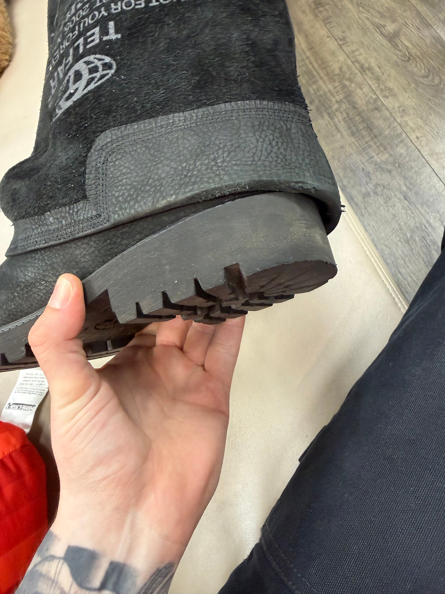 TELFAR X TIMBERLAND BLACK PULL UP BOOT (9)