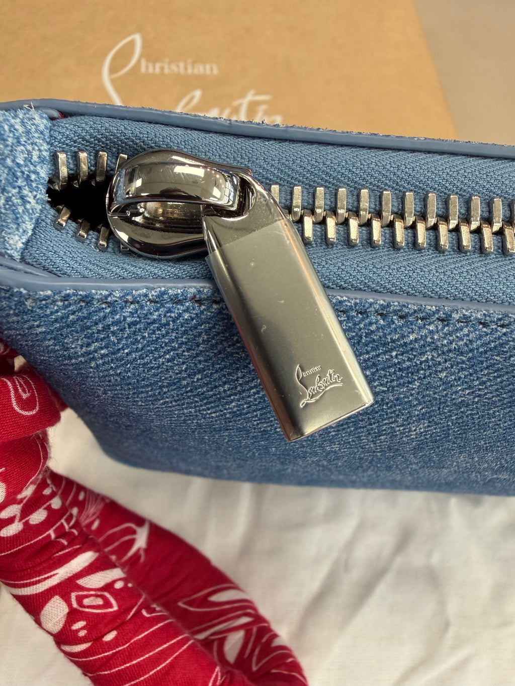 CHRISTIAN LOUBOUTIN DENIM CLUTCH BRAND NEW