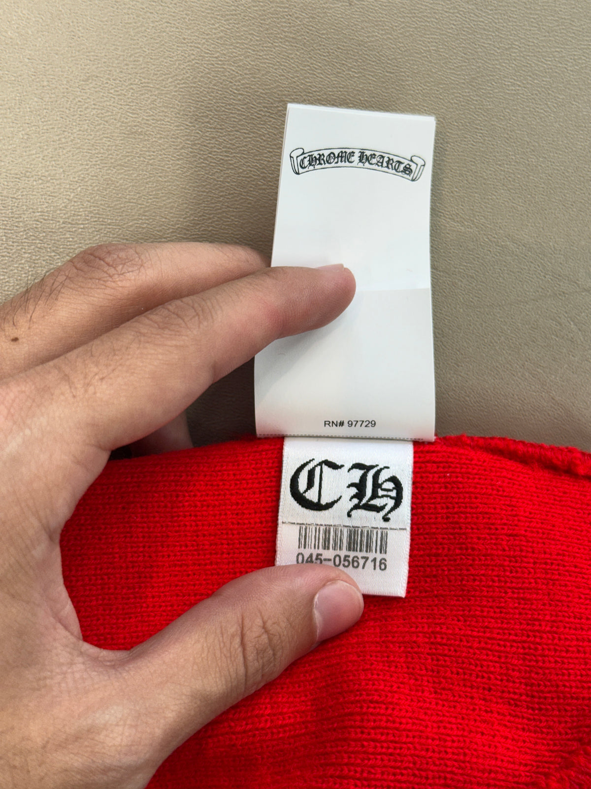 CHROME HEARTS RED CH LOGO BEANIE