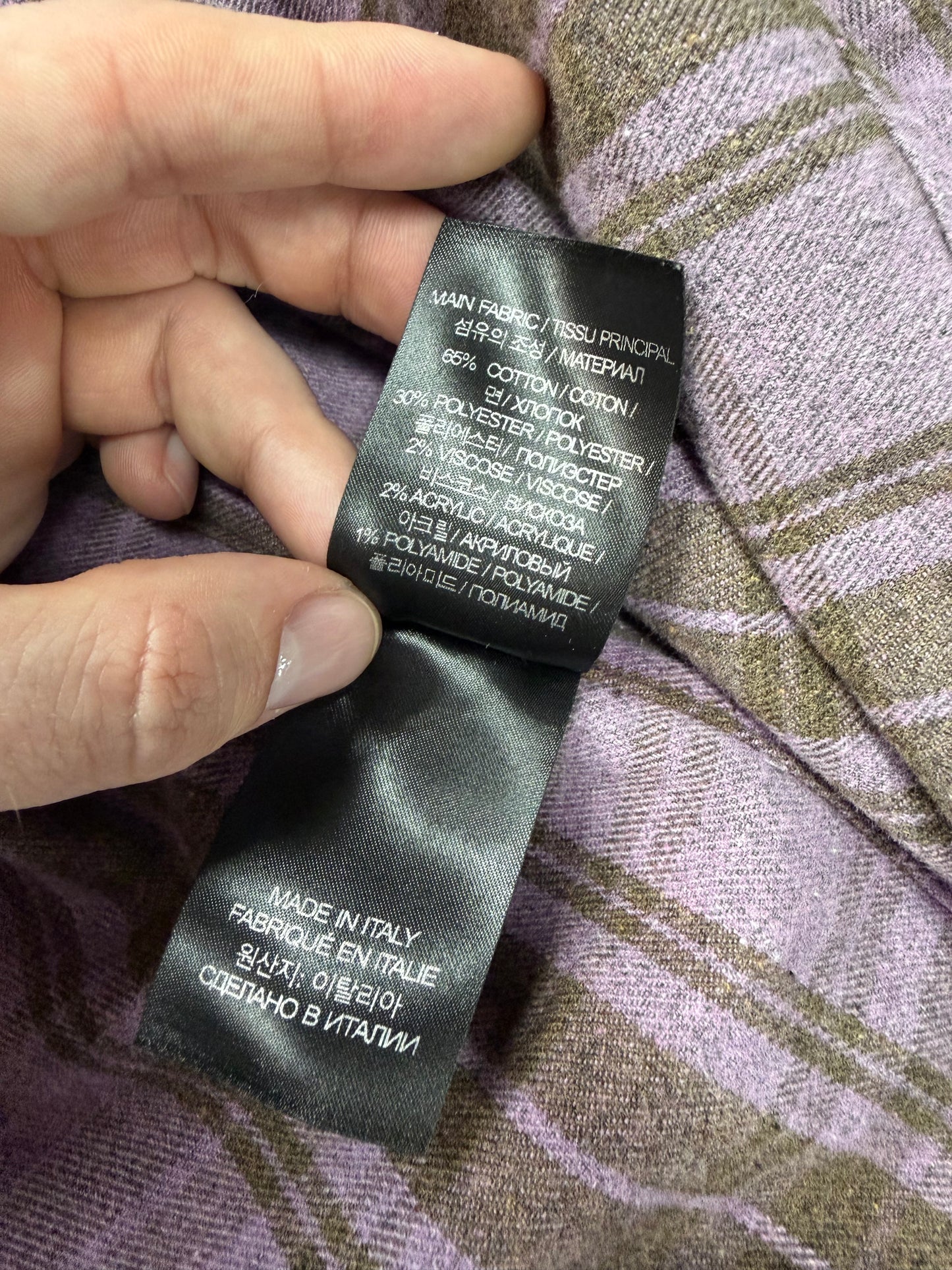 VETEMENTS NAME TAG BLEACHED FLANNEL (XS)