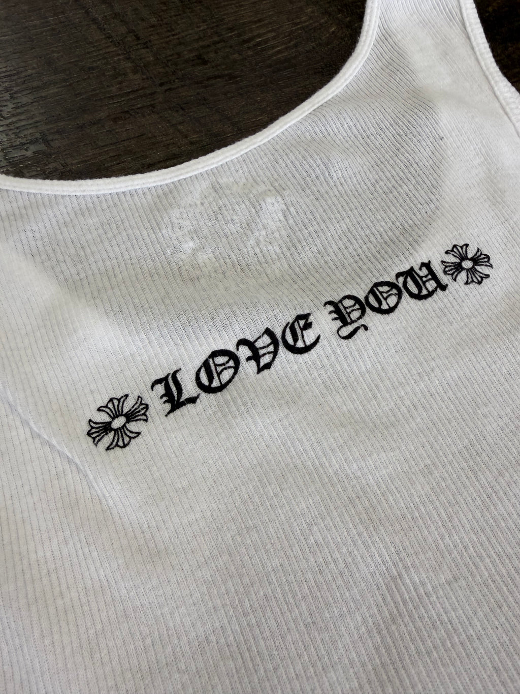 CHROME HEARTS ‘LOVE YOU’ RIB TANK TOP (L)