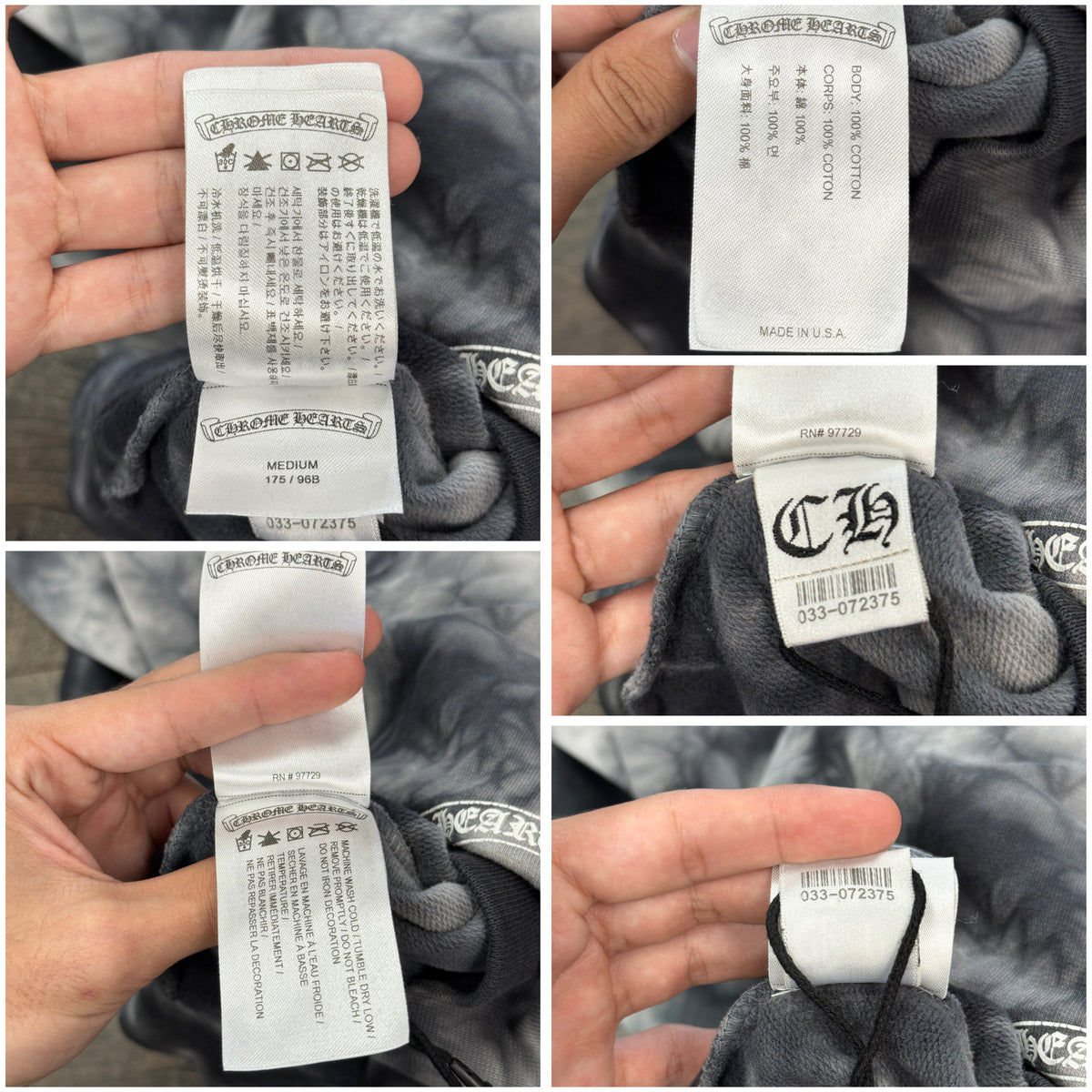 CHROME HEARTS “FUCK YOU” HORSESHOE LOGO TIE DYE HOODIE (M)