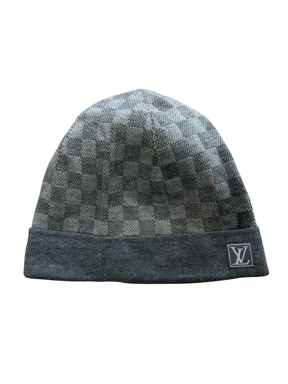 LOUIS VUITTON GREY CHECKERED BEANIE