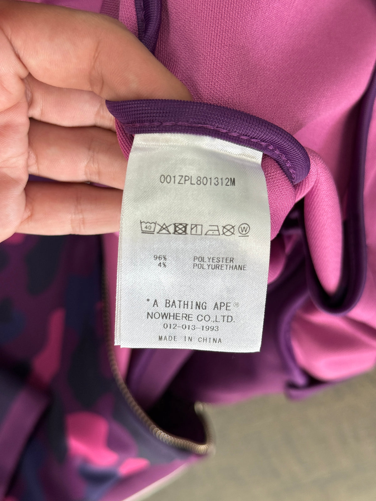 BAPE COLOR CAMO PURPLE FULL ZIP HOODIE (M)