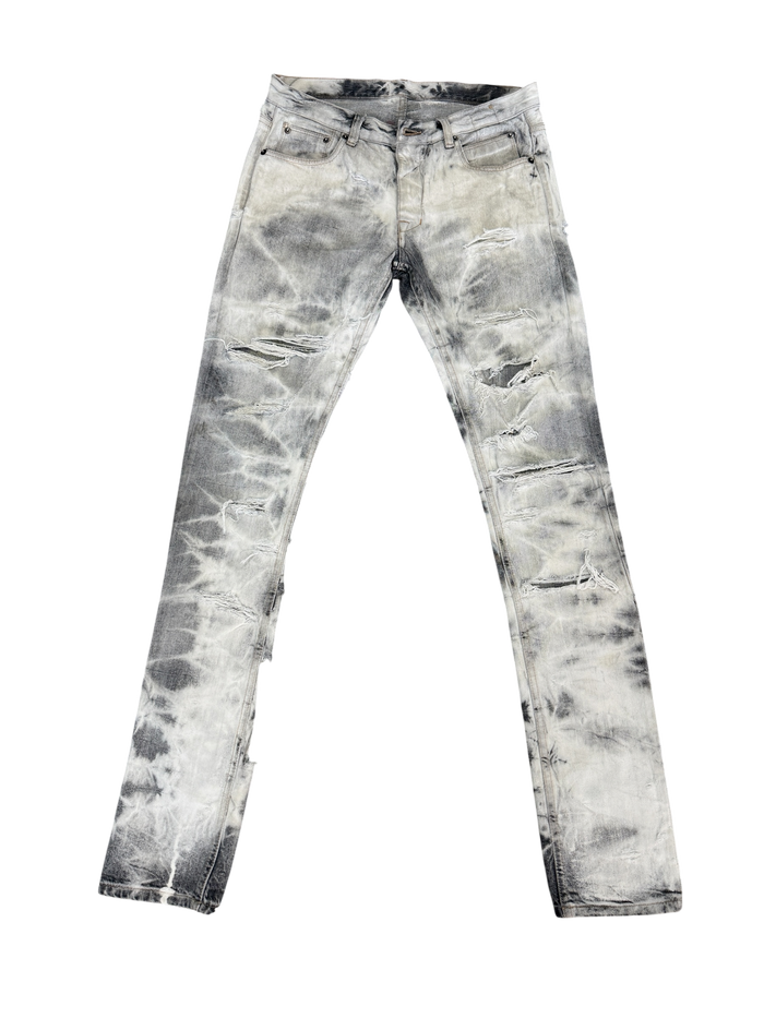 RICK OWENS DRKSHDW DETROIT “BATIK BLEACH” JEANS (29)