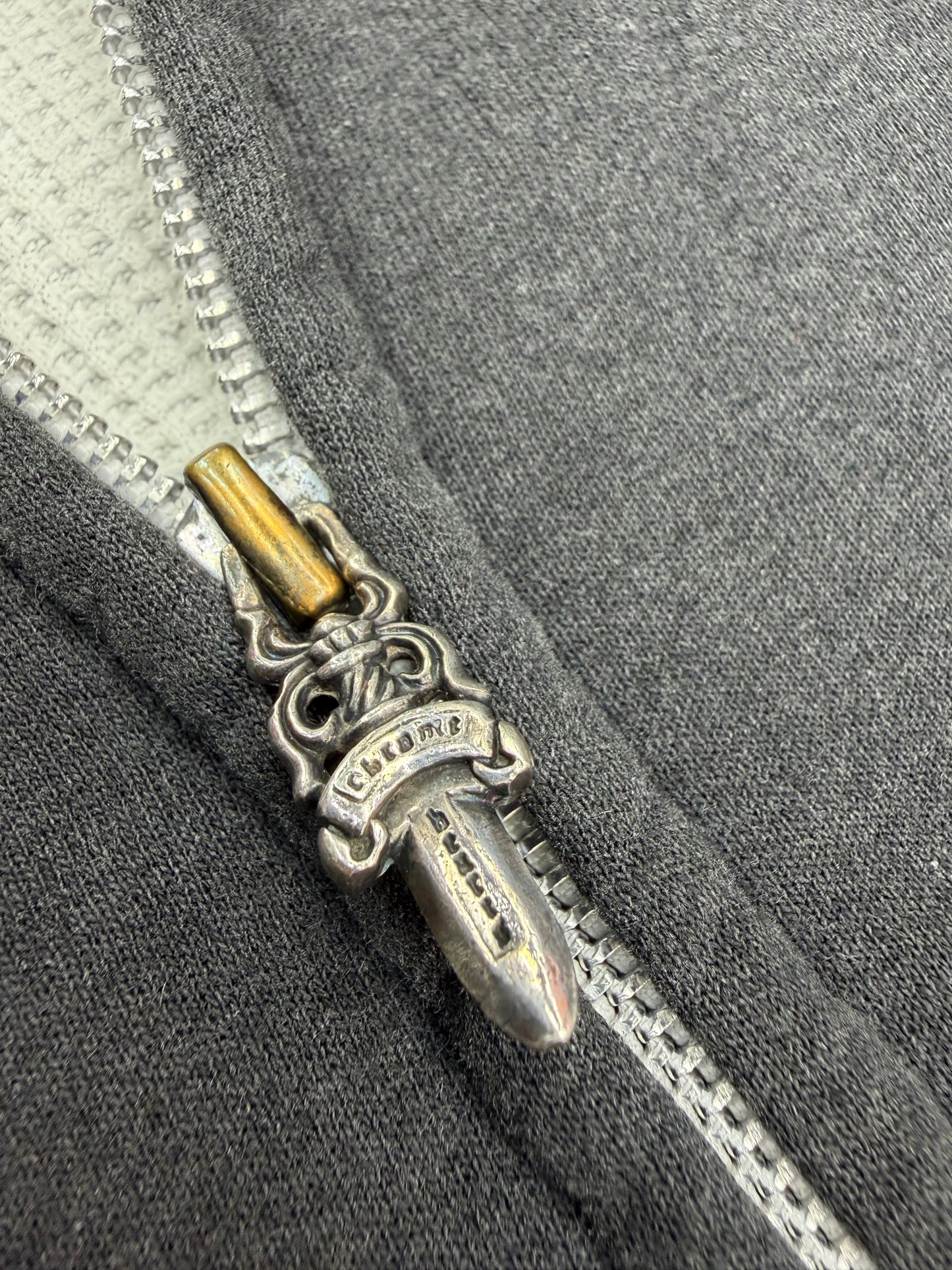 CHROME HEARTS VINTAGE THERMAL DAGGER ZIP HOODIE (XL)