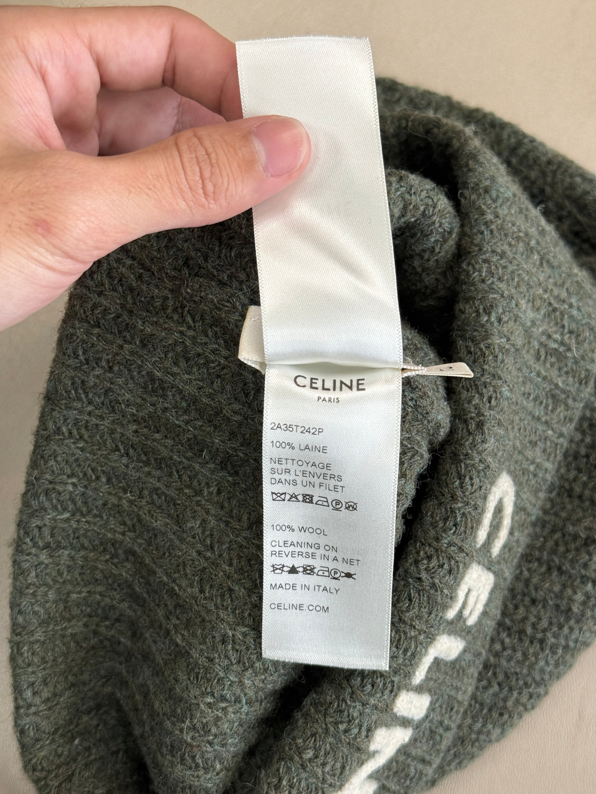 CELINE GREEN BEANIE