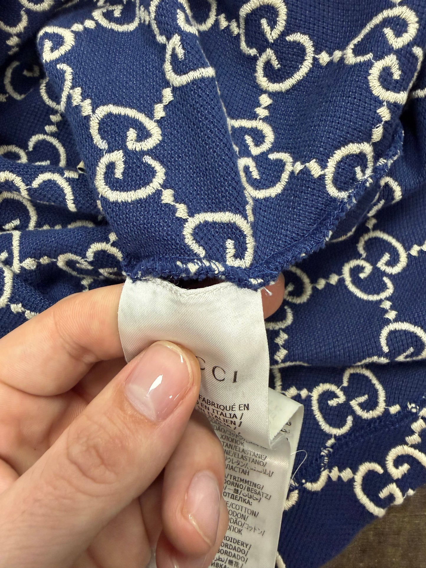 GUCCI INTERLOCK CHAIN STITCH POLO (XL)
