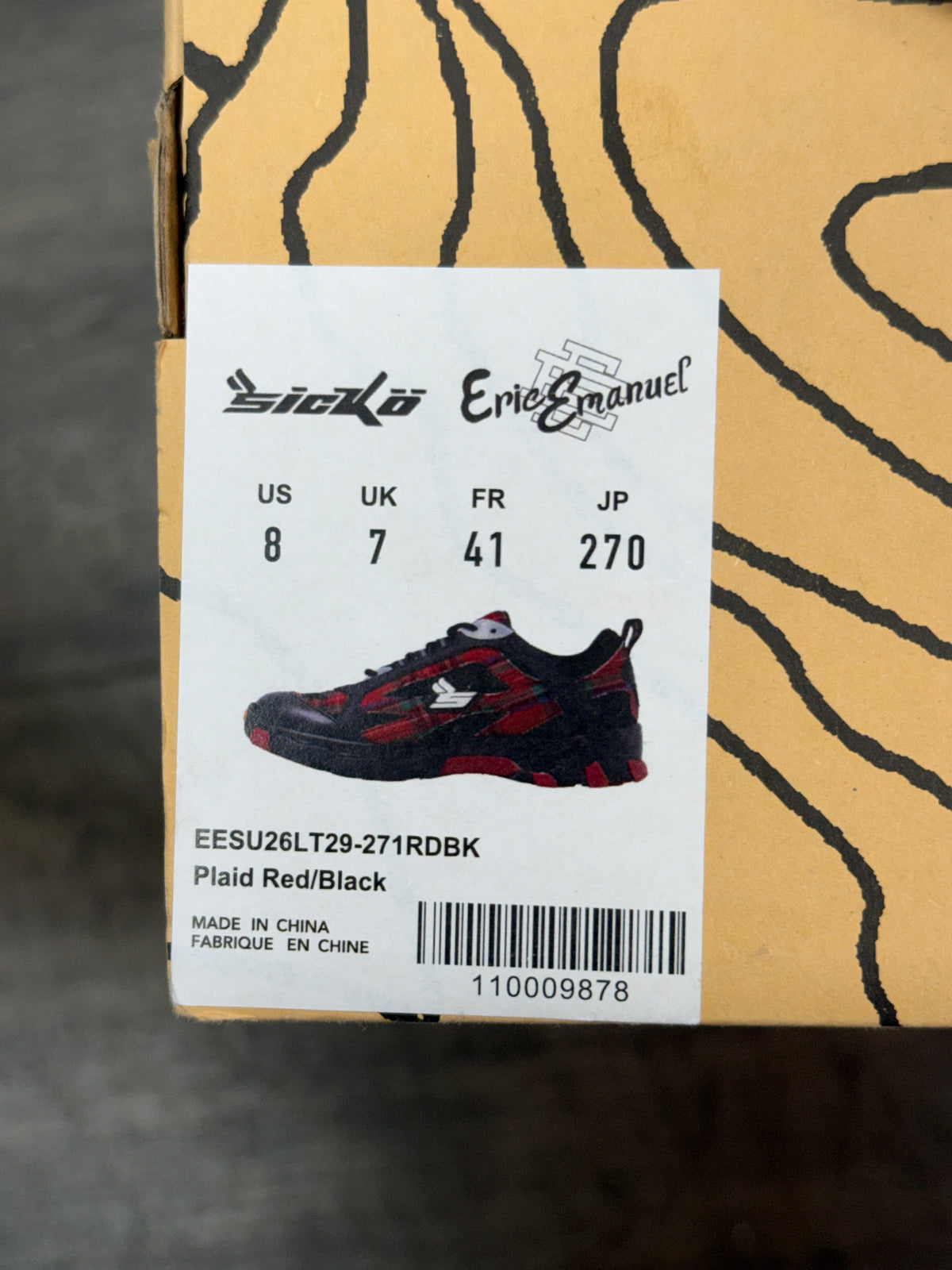 SICKÖ X ERIC EMANUEL BRED PLAID SNEAKERS
