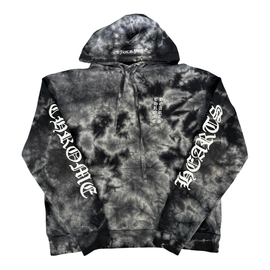 CHROME HEARTS “FUCK YOU” HORSESHOE LOGO TIE DYE HOODIE (M)