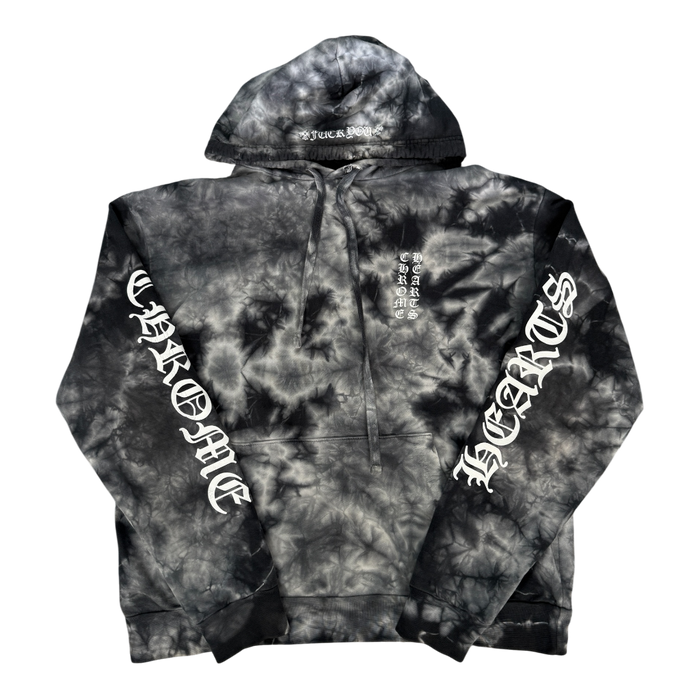 CHROME HEARTS “FUCK YOU” HORSESHOE LOGO TIE DYE HOODIE (M)