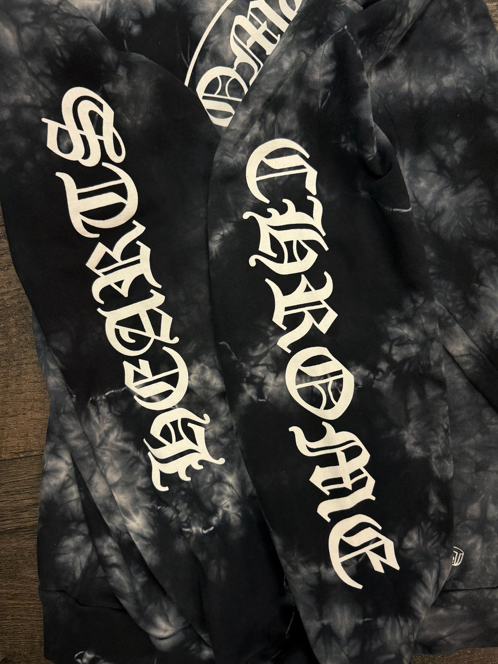 CHROME HEARTS TIE DYE SCROLL HORSESHOE HOODIE (L)