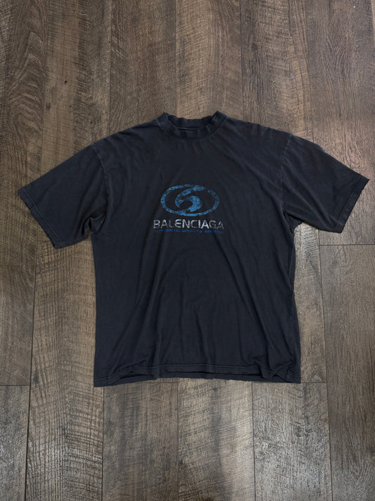 BALENCIAGA SURFER LOGO DISTRESSED TEE (S)