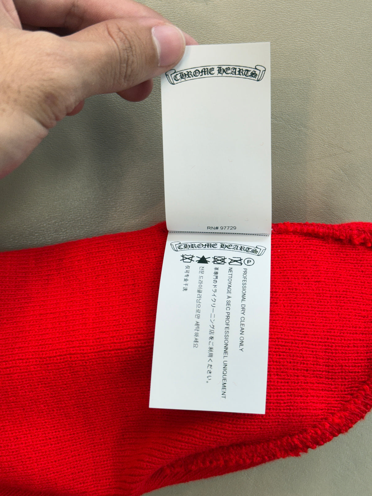 CHROME HEARTS RED CH LOGO BEANIE