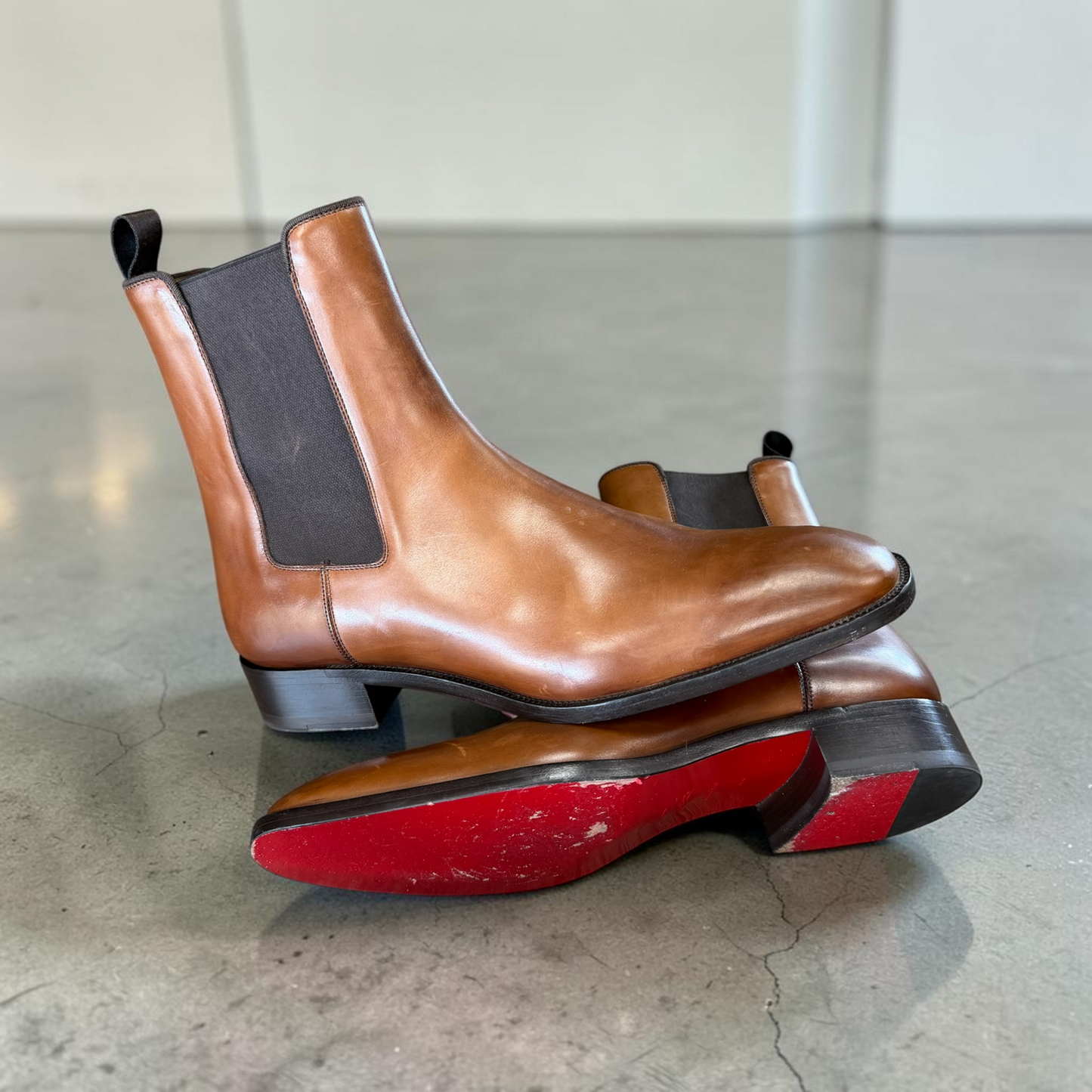 CHRISTIAN LOUBOUTIN SAMSON CALF LEATHER BOOTS (44)