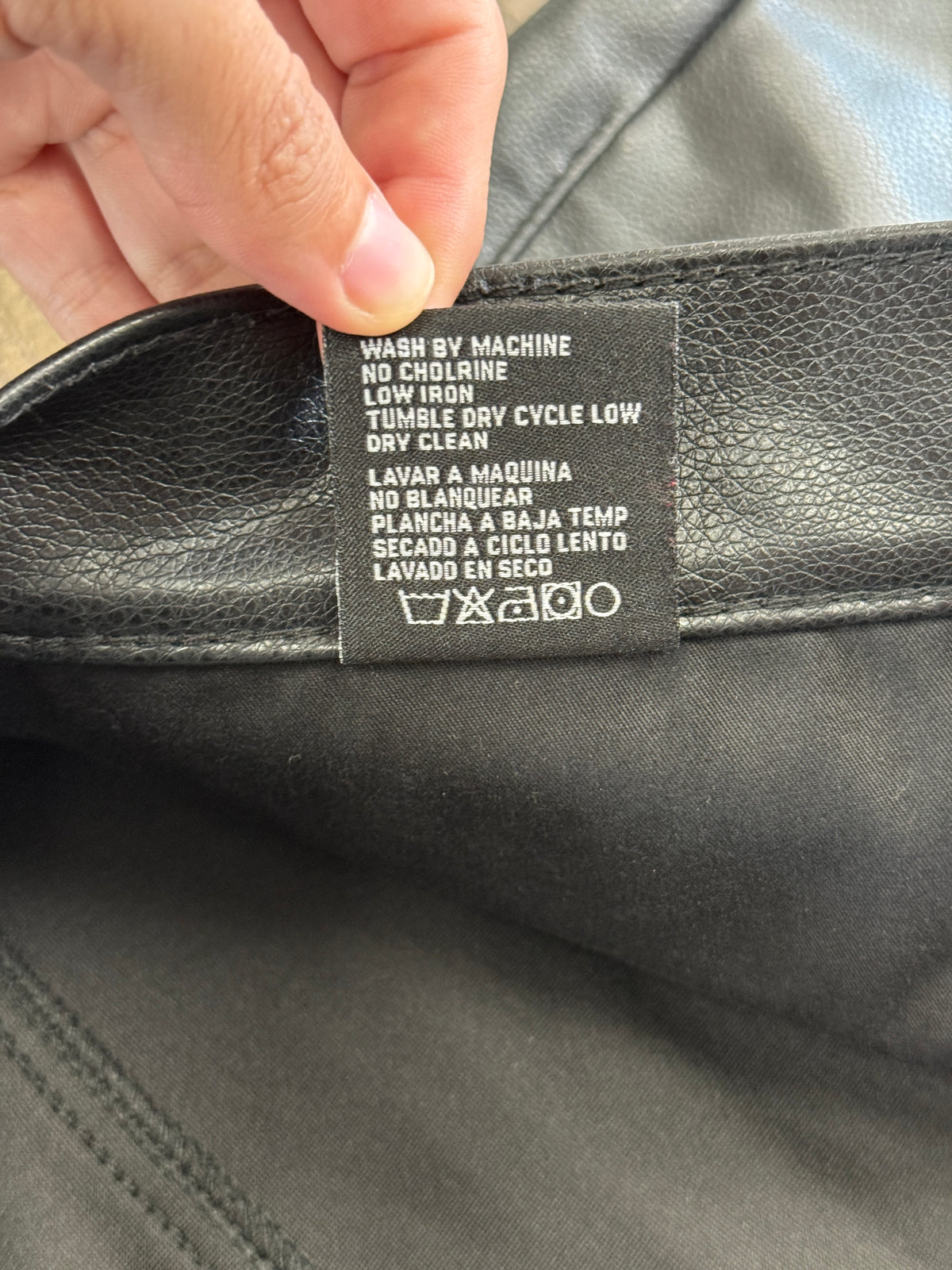 LOSTSHDW FLORAL FAUX LEATHER PANTS