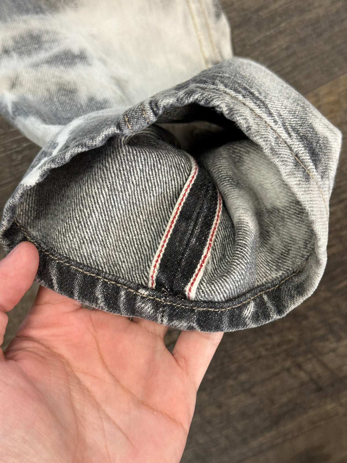 RICK OWENS DRKSHDW DETROIT “BATIK BLEACH” JEANS (29)