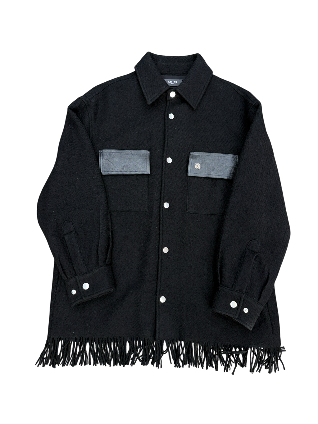 AMIRI FRINGE HEM WOOL OVERSHIRT (S)