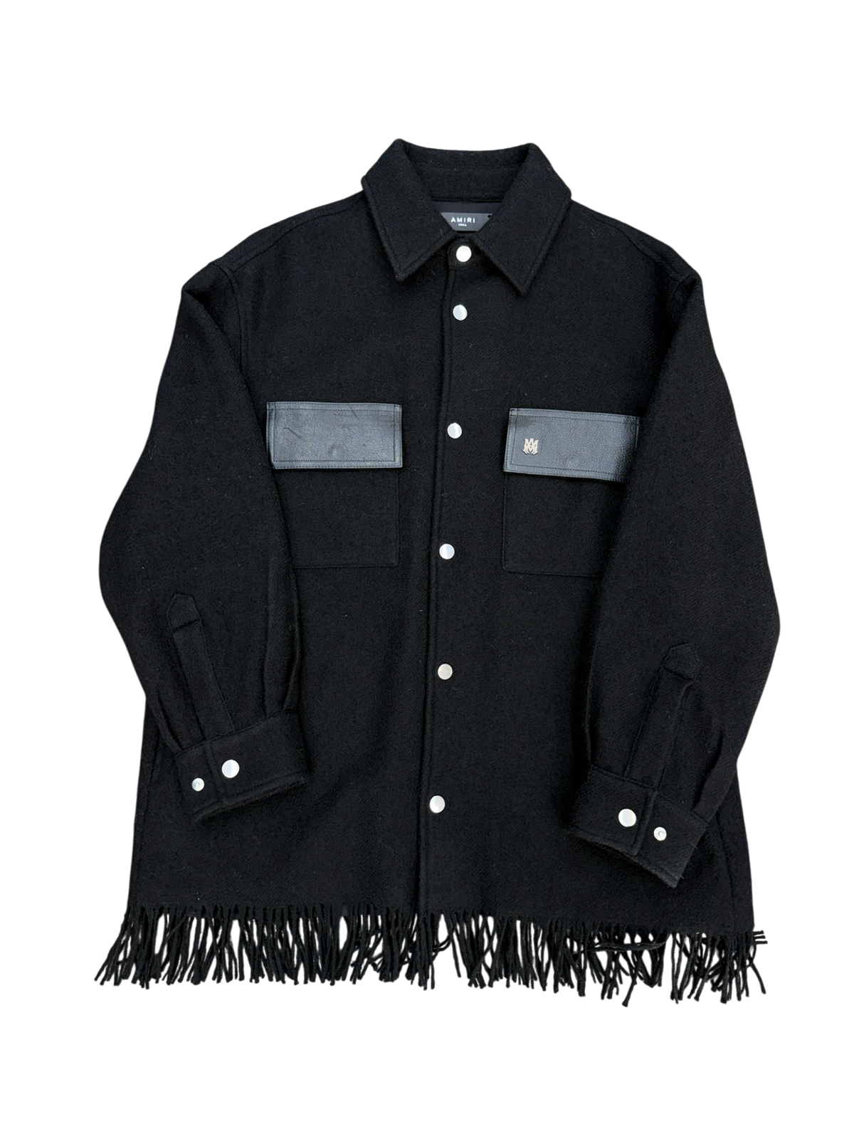 AMIRI FRINGE HEM WOOL OVERSHIRT (S)