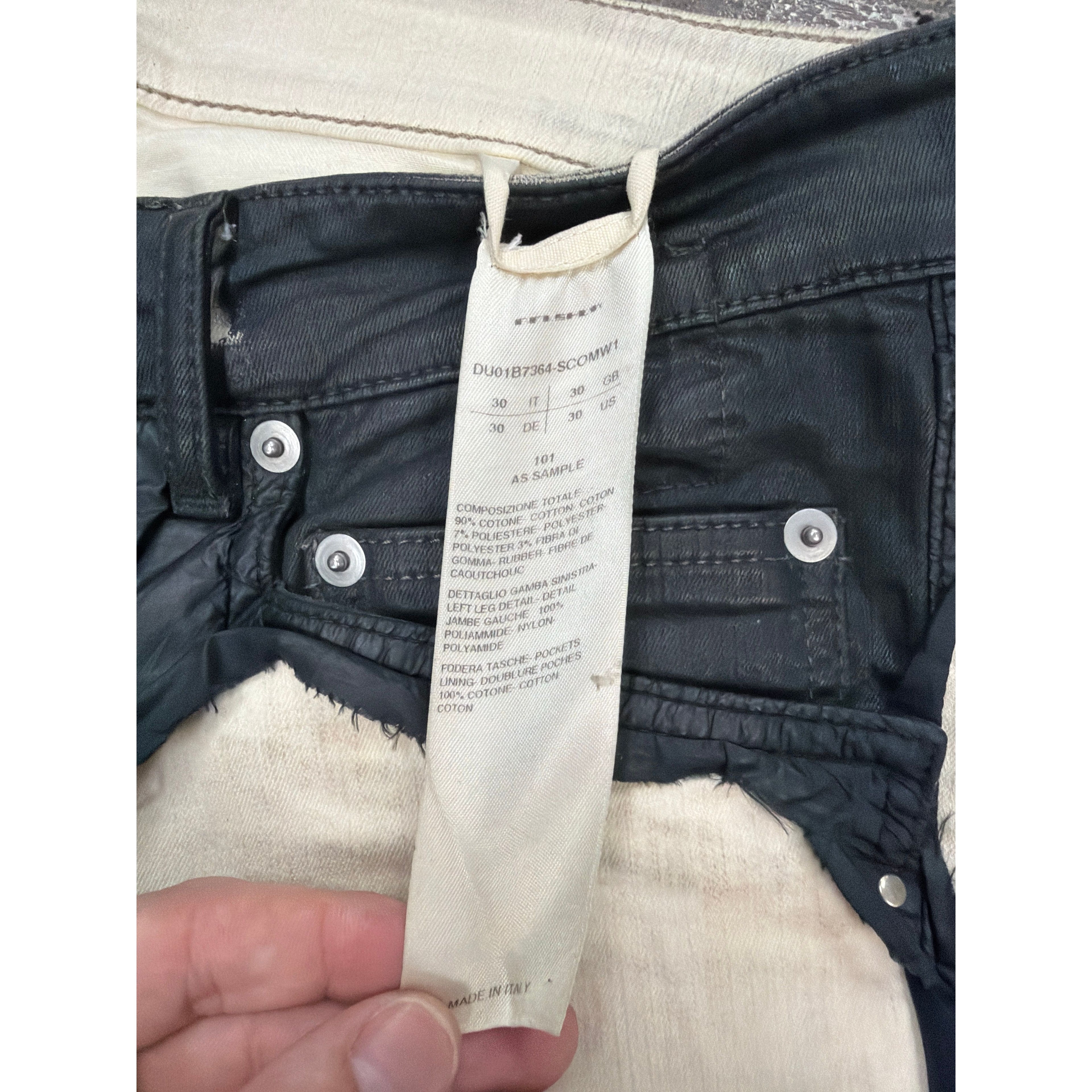 RICK OWENS TYRONE COLLAGE WHITE WAX JEANS (30)