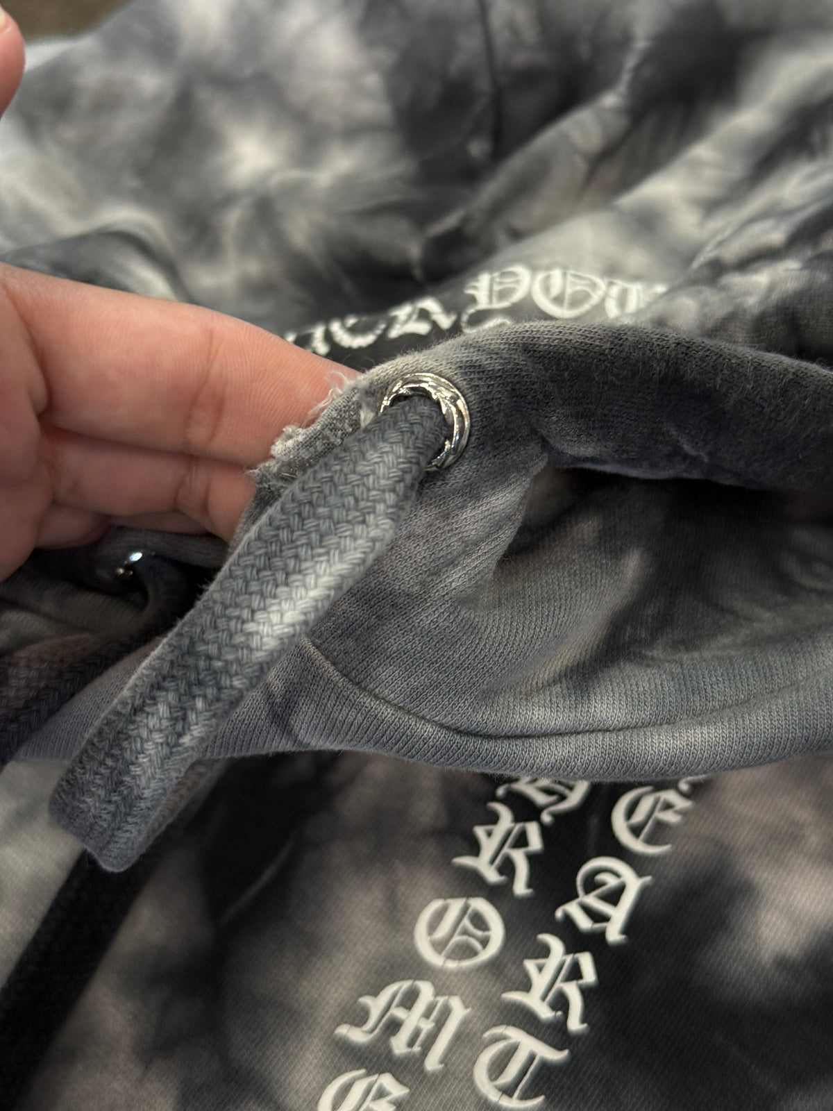 CHROME HEARTS “FUCK YOU” HORSESHOE LOGO TIE DYE HOODIE (M)