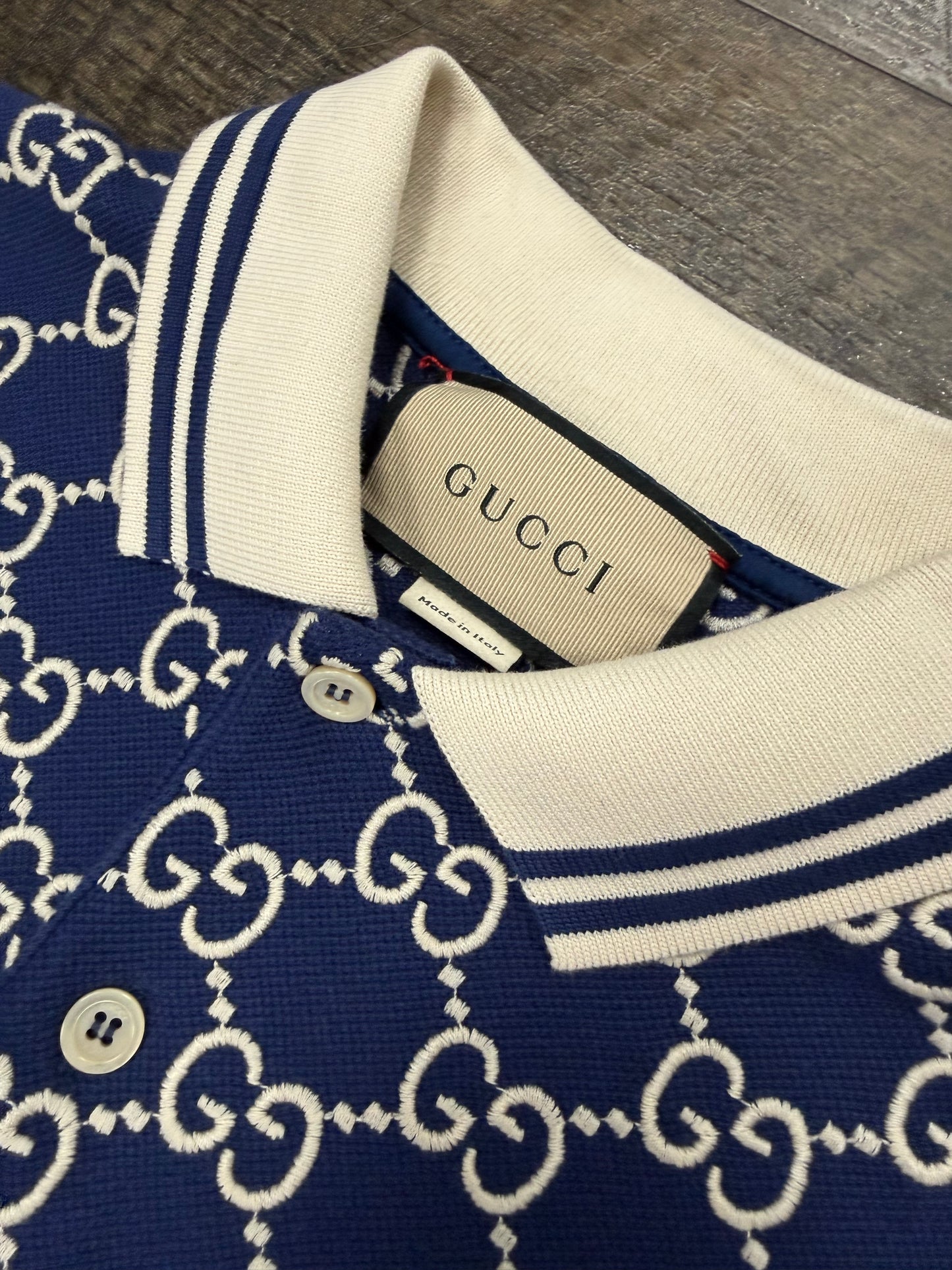 GUCCI INTERLOCK CHAIN STITCH POLO (XL)