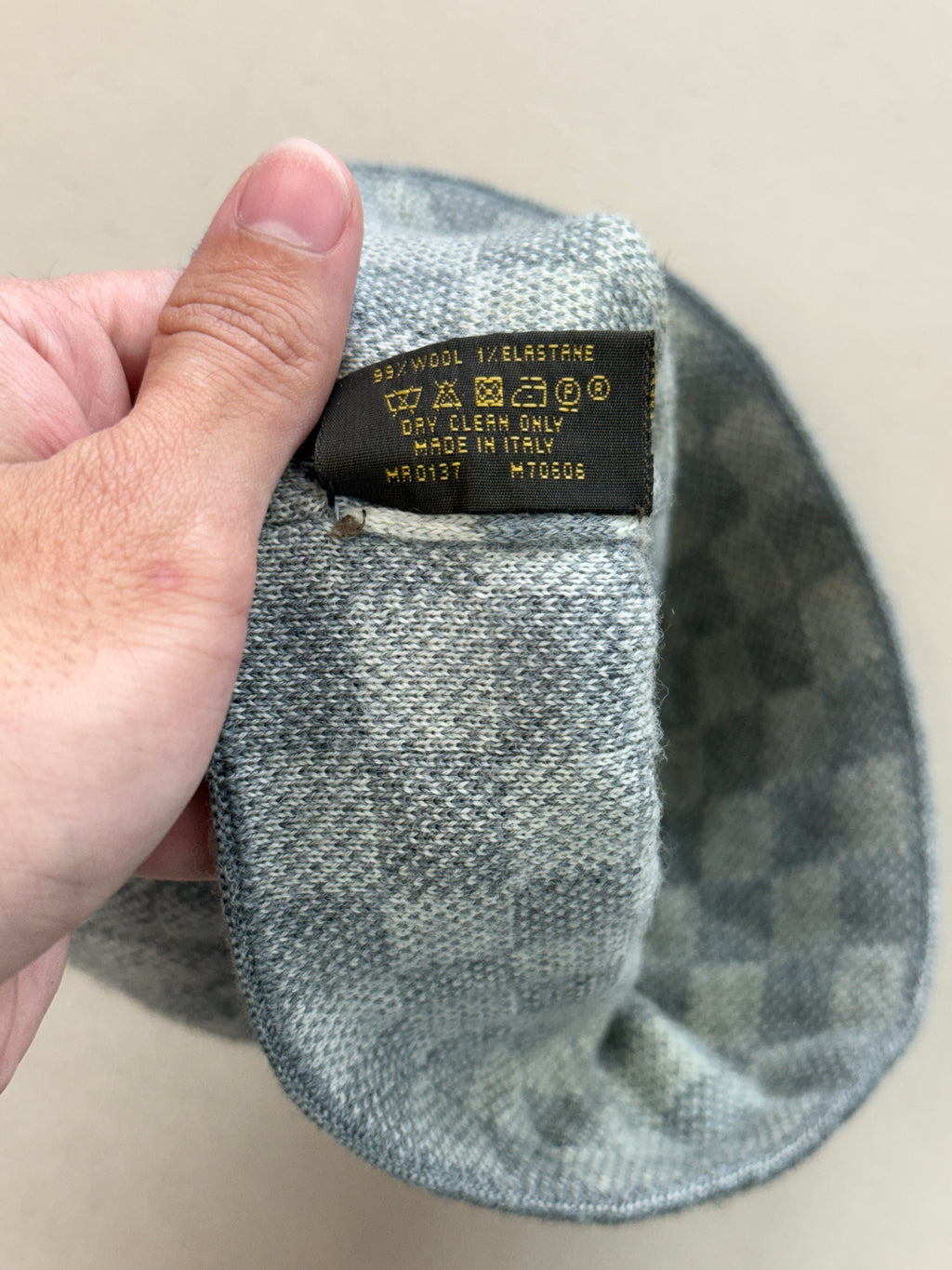 LOUIS VUITTON GREY CHECKERED BEANIE
