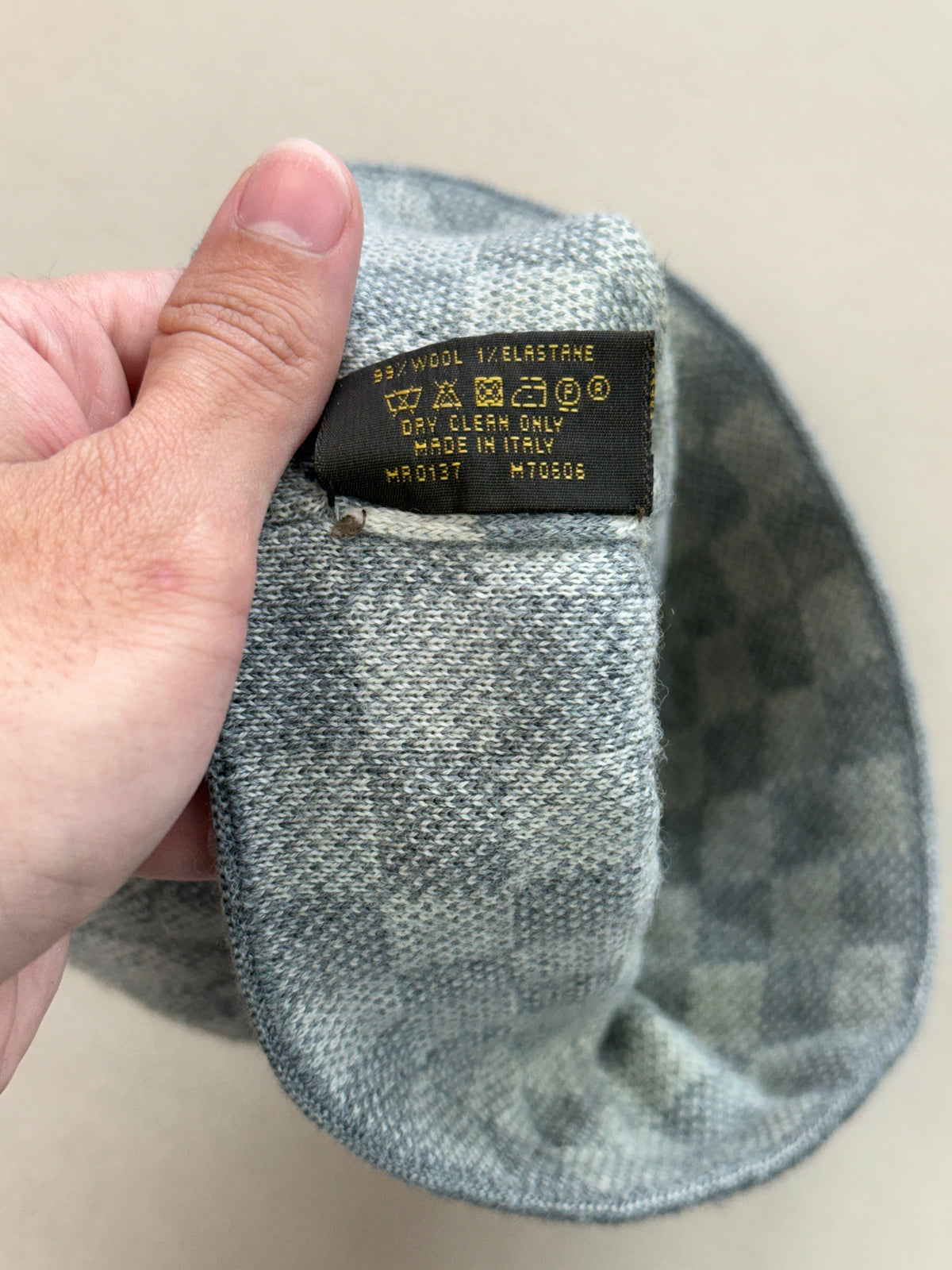 LOUIS VUITTON GREY CHECKERED BEANIE