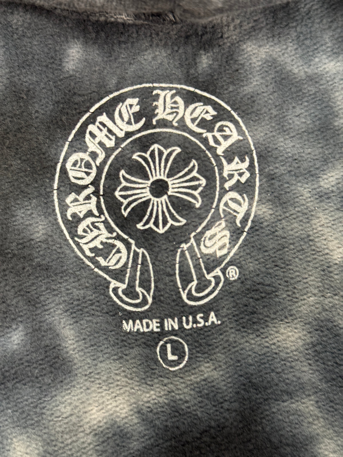 CHROME HEARTS TIE DYE SCROLL HORSESHOE HOODIE (L)
