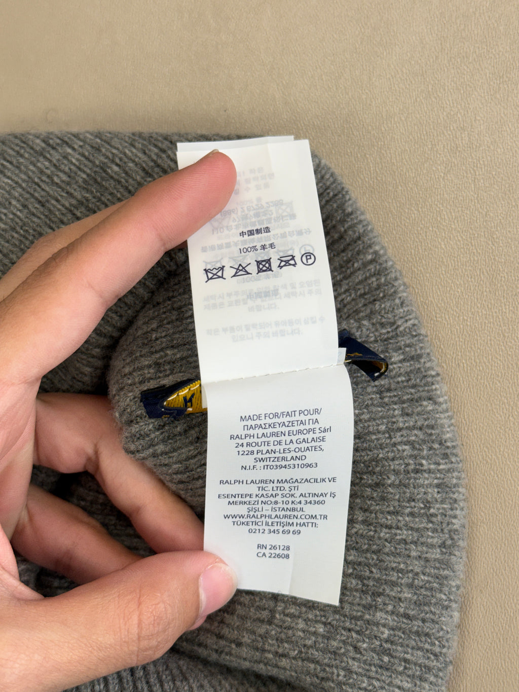 POLO RALPH LAUREN GREY BEANIE