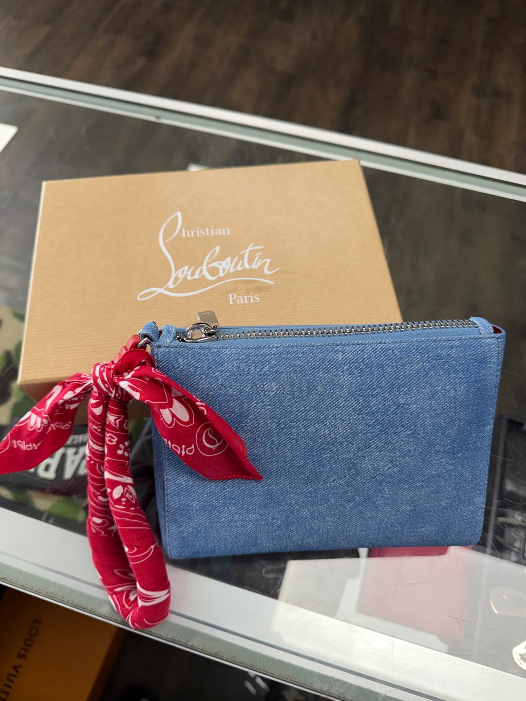 CHRISTIAN LOUBOUTIN DENIM CLUTCH BRAND NEW