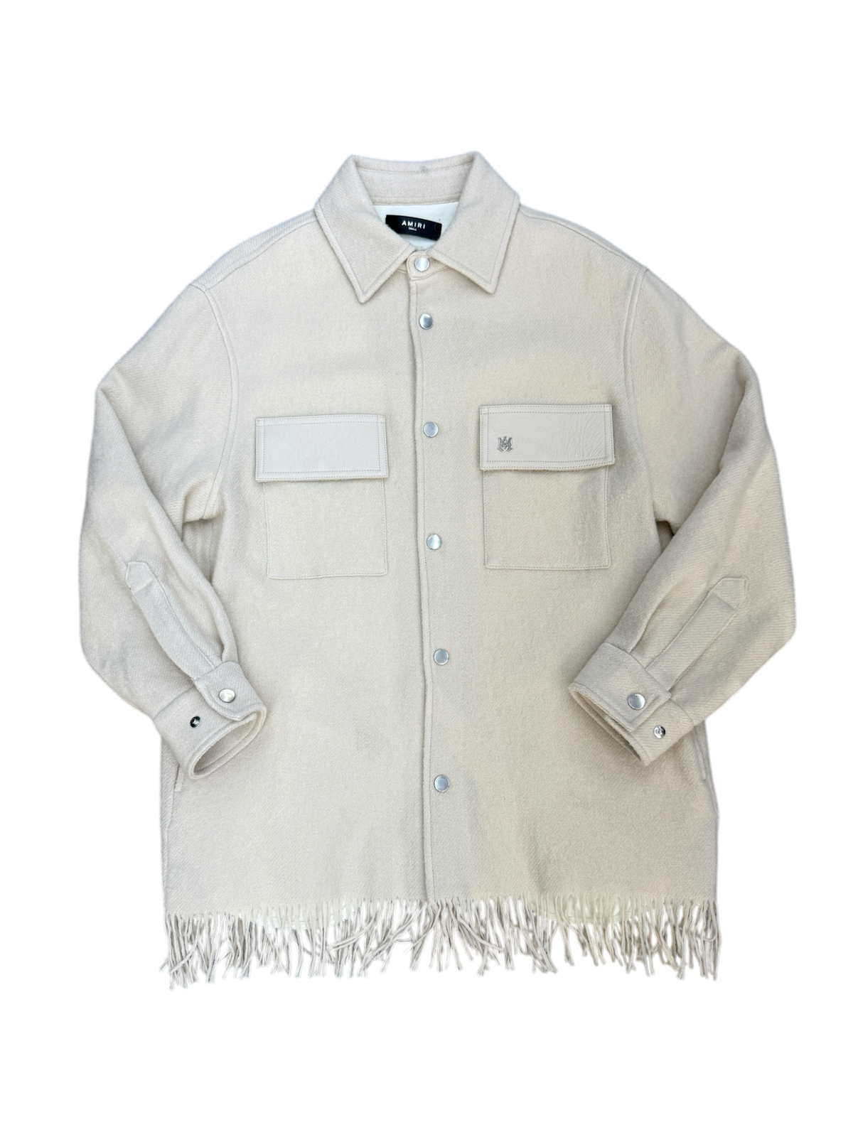 AMIRI FRINGE HEM WOOL OVERSHIRT (S)